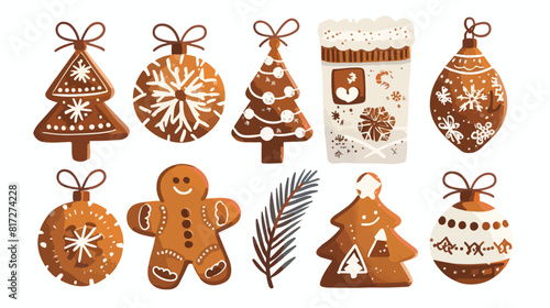 Set of homemade gingerbread cookies - Christmas ele