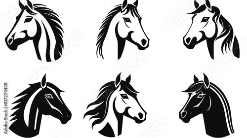 Set of horse head graphic logo templates vector ill