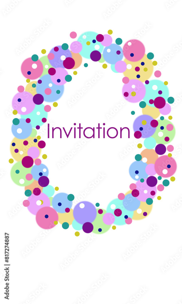 Greeting card with geometric colorful circle and inscription invitation, for holiday, birthday, modern pattern, background, beautiful illustration, frame, postcard, congratulations Greeting card with geometric colorful circle and inscription invitation, for holiday, birthday, modern pattern, background, beautiful illustration, frame, postcard, congratulations