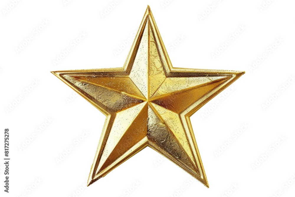 Fototapeta premium Holiday Star. Gold Christmas Star Isolated on White Background