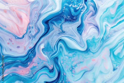 Marbled Cake on Abstract Blue Background with Pastel Water Design