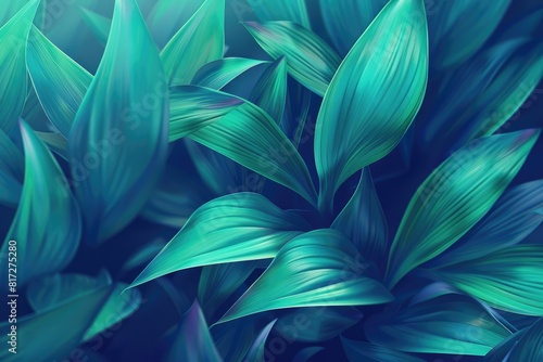 Graphic Green Plant Design Background. Abstract Bio Banner in Blue Colours