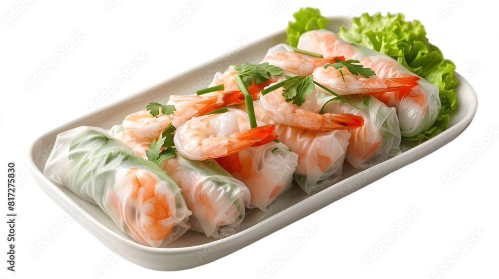 A cluster of shrimp spring rolls, transparent background A cluster of shrimp spring rolls, transparent background