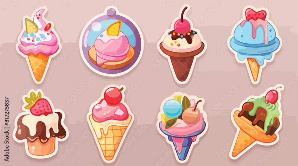 Set of modern ice cream shop badges and labels vect