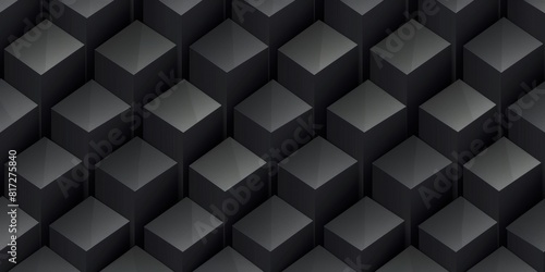 Black geometric pattern background texture with cube elements geometric design for banner Generative AI