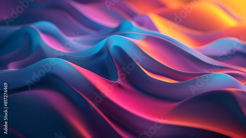 Vibrant Abstract Wavy Background in Blue Pink and Orange Colors
