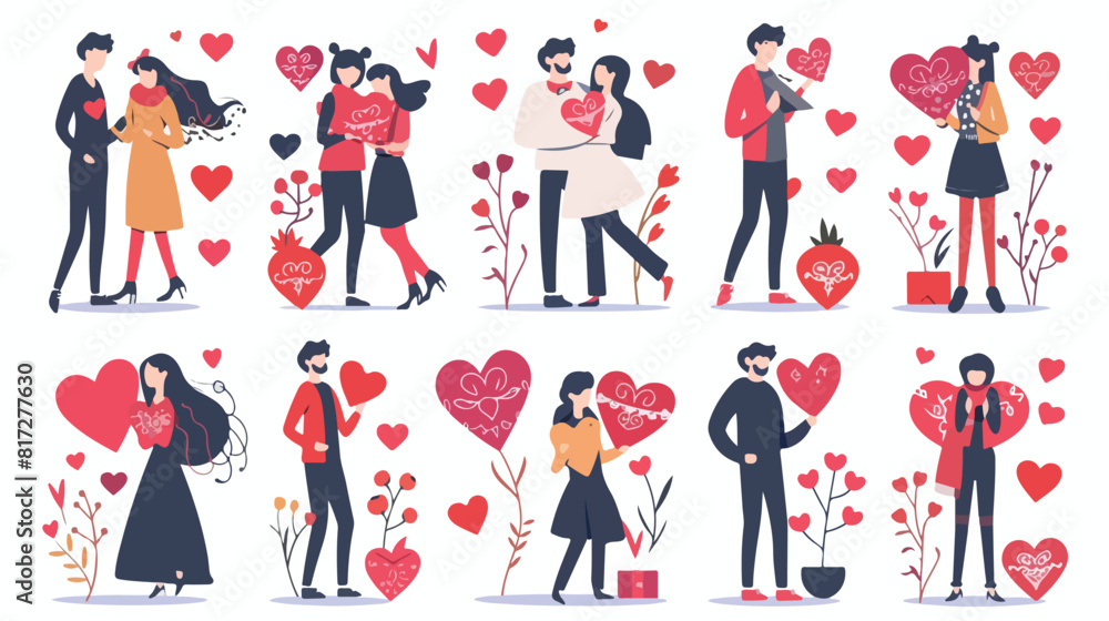 Set of postcards or vertical about Happy Valentine