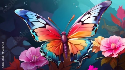 A beautiful butterfly with vibrant colors is shown in the image photo