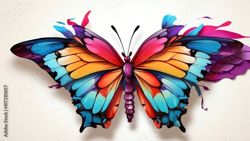 A beautiful and colorful butterfly with a unique pattern on its wings. butterfly on a white background photo