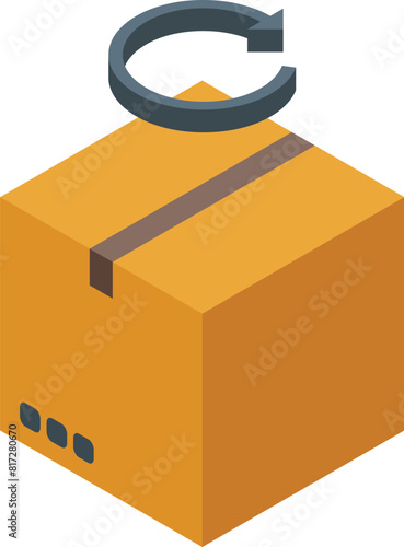 3d isometric return package icon with arrow for shipping process and customer policy in ecommerce and online shopping industry