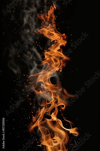 Flame Design. Close-up of Burning Objects and Fire Detail on Dark Background