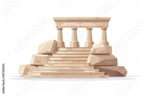 The image shows the ruins of an ancient Greek temple. photo
