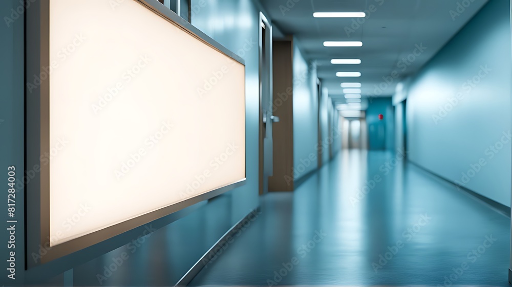 Empty banner signboard for advertising at the hospital and blur motion.	