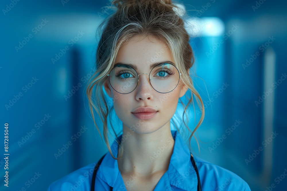 Female nurse with a stethoscope Female nurse with a stethoscope