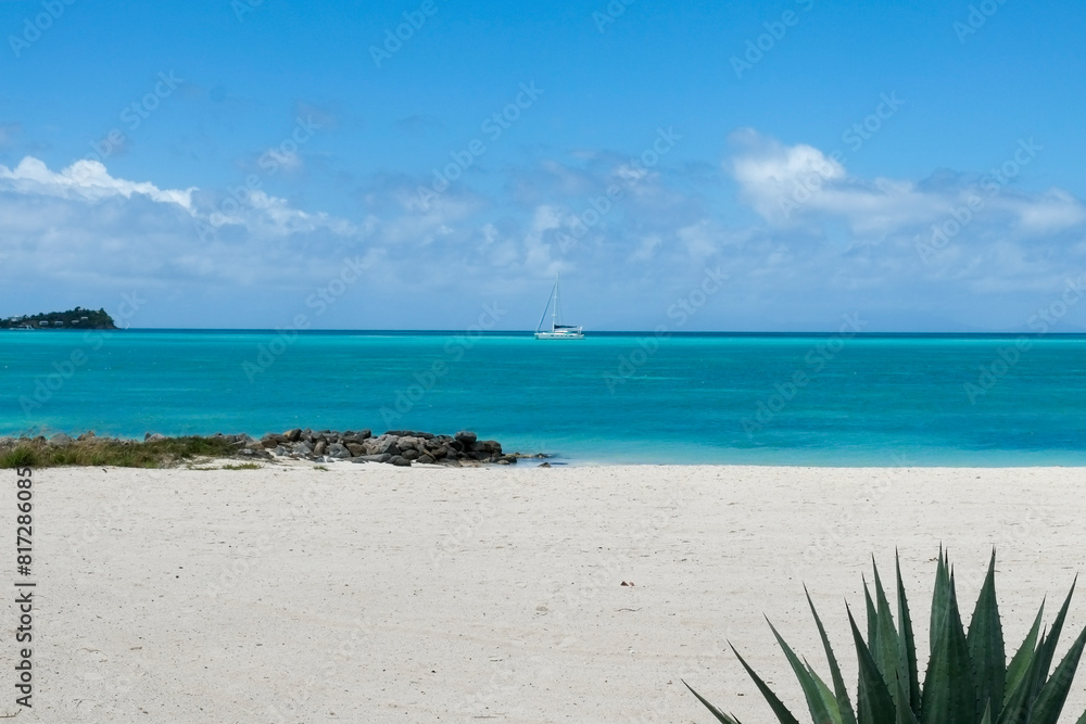 Antigua, Caribbean. Aqua blue waters and white sand beaches in tropical Antigua. Jolly Harbor area. Antigua, Caribbean. Aqua blue waters and white sand beaches in tropical Antigua. Jolly Harbor area.