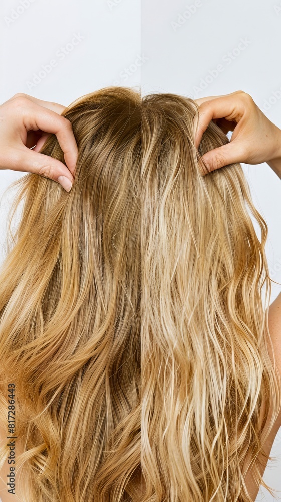 Naklejka premium A woman with blonde hair before and after.