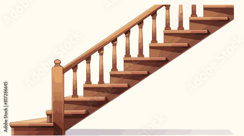 Side view template of wooden stairs with engraved h