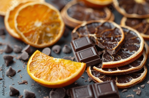 Orange Slices With Chocolate and Chocolate Chips