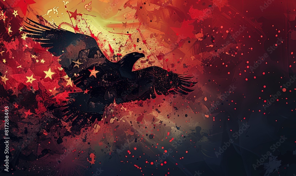 A large mountain eagle on a red background A large mountain eagle on a red background