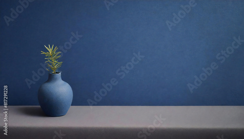 パステルネイビーの部屋。奥行きのある紺色の空間。無地素材。レイアウト。Pastel navy room. A dark blue space with depth. Plain material. layout.