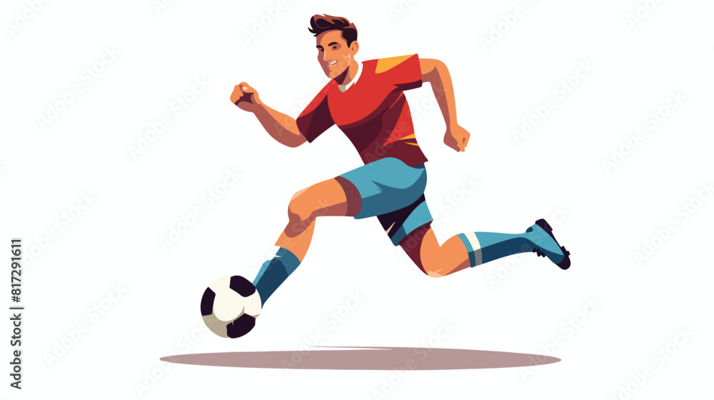Soccer player male cartoon character kicking ball f
