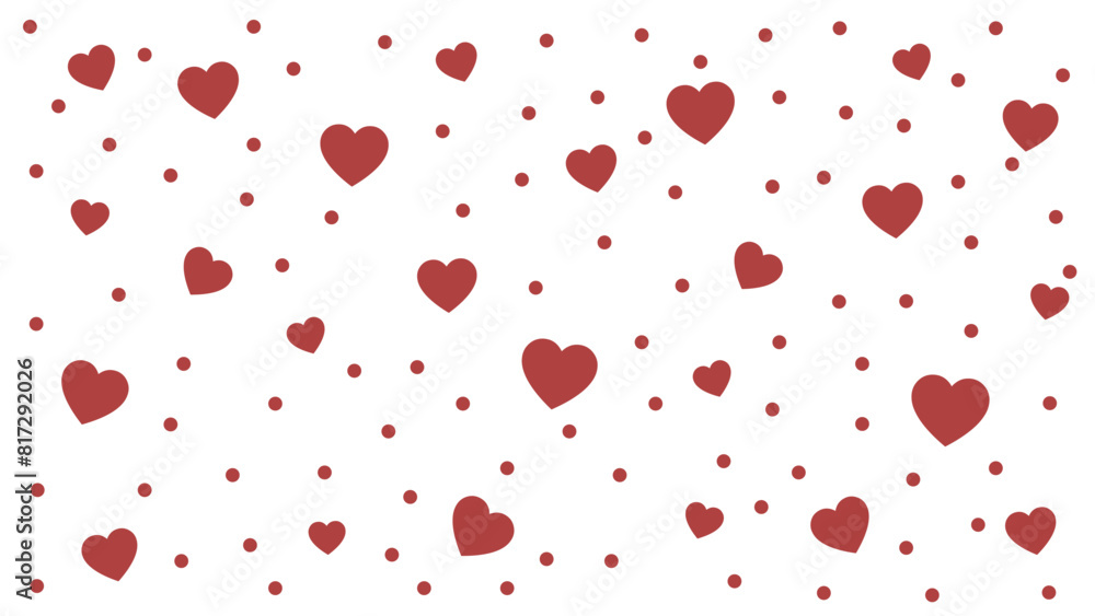  Valentine's day red hearts on white background.
