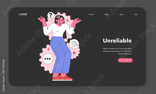 Unreliable concept. Flat vector illustration