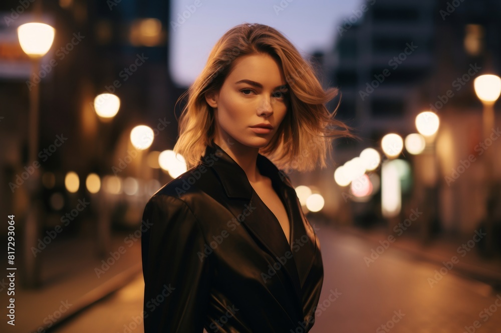 portrait of a young blonde woman on the street portrait of a young blonde woman on the street
