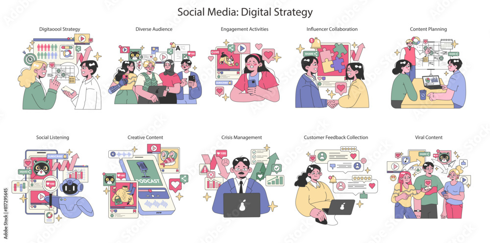 Digital Strategy. Flat Vector Illustration Digital Strategy. Flat Vector Illustration