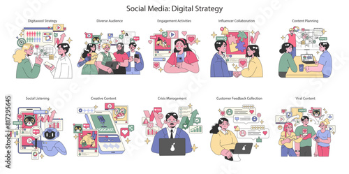 Digital Strategy. Flat Vector Illustration
