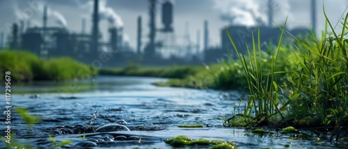 Close up of a river poisoned by industrial waste