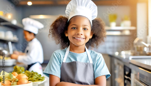 Kind als Koch in einer Gastronomieküche  photo