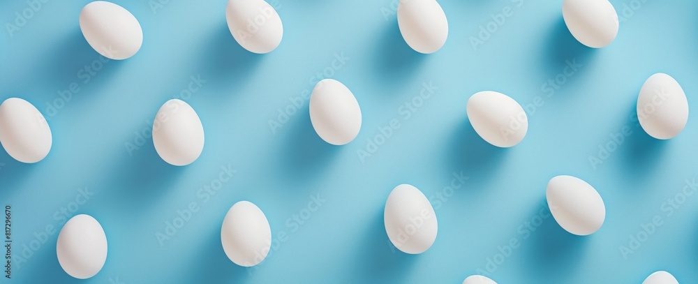 white eggs on blue background, easter pattern white eggs on blue background, easter pattern