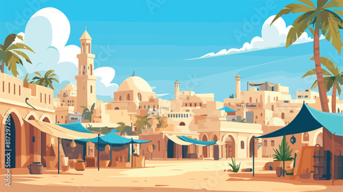 Street of a middle eastern or arabic city on a sunn