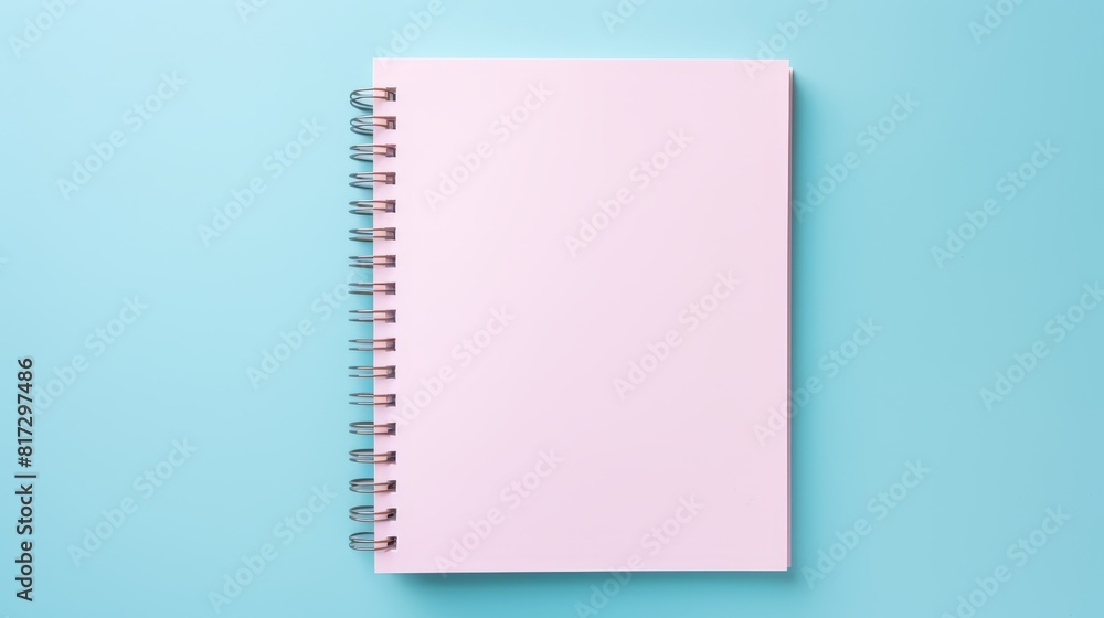 An empty notebook photographed from a top down perspective on a bicolor background An empty notebook photographed from a top down perspective on a bicolor background