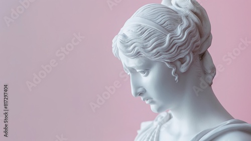 Marble Statue of Woman on Pink Background © Darya