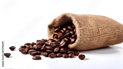 Coffee Beans Sack on White Background
