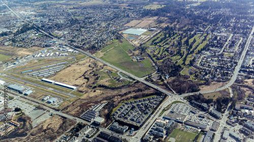 City landscape from the air with airport