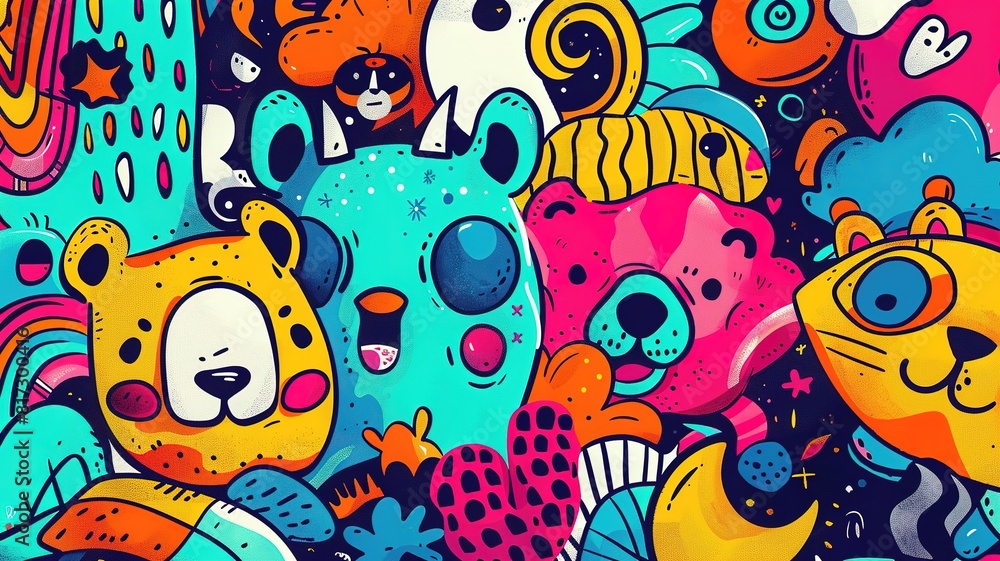 Fototapeta premium doodle cute animal art