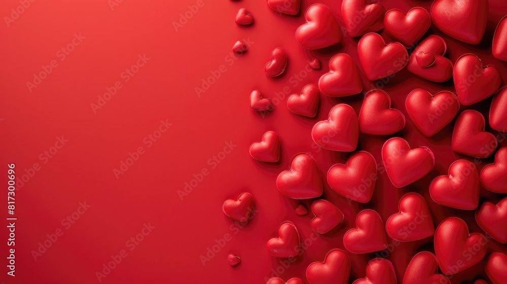 A Valentine s Day themed backdrop featuring vibrant red hearts set against a red background providing ample space for additional text or elements A Valentine s Day themed backdrop featuring vibrant red hearts set against a red background providing ample space for additional text or elements