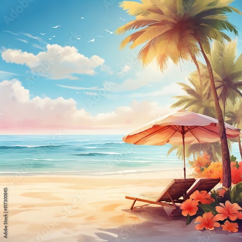 illustration of beautiful beach in summer