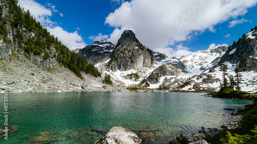 Mountain lake with glacier