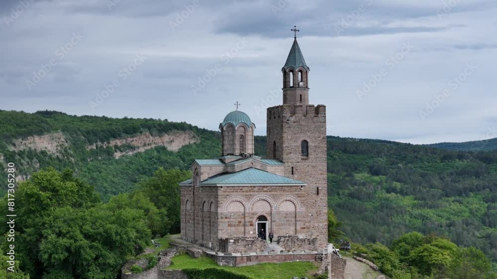 Veliko Tarnovo Tsarevets Fortress drone panorama Bulgaria Europe Veliko Tarnovo Tsarevets Fortress drone panorama Bulgaria Europe