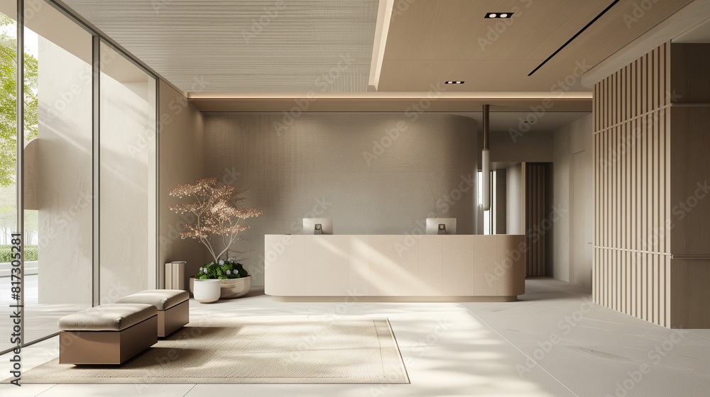 Minimalist hotel reception area Minimalist hotel reception area