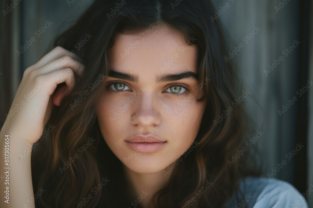 A portrait of a young and beautiful woman with no make up A portrait of a young and beautiful woman with no make up