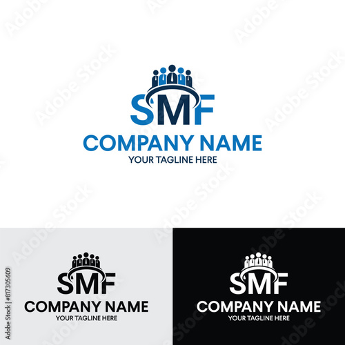 SMF letter recruiting company typography logo template