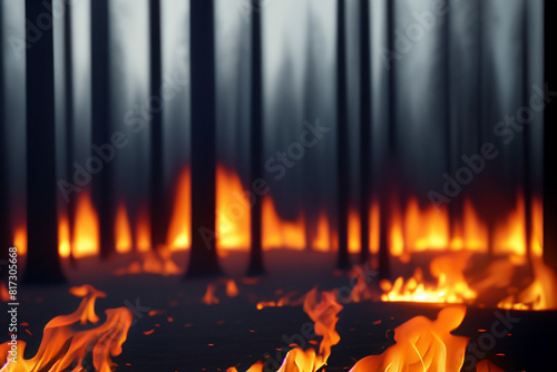 Forest fire. Wildfire. Fire that burns the entire forest with its hot fire flames. Problem that increases with the droughts of recent years. Fires that affect places such as Canada and the USA. Smoke.