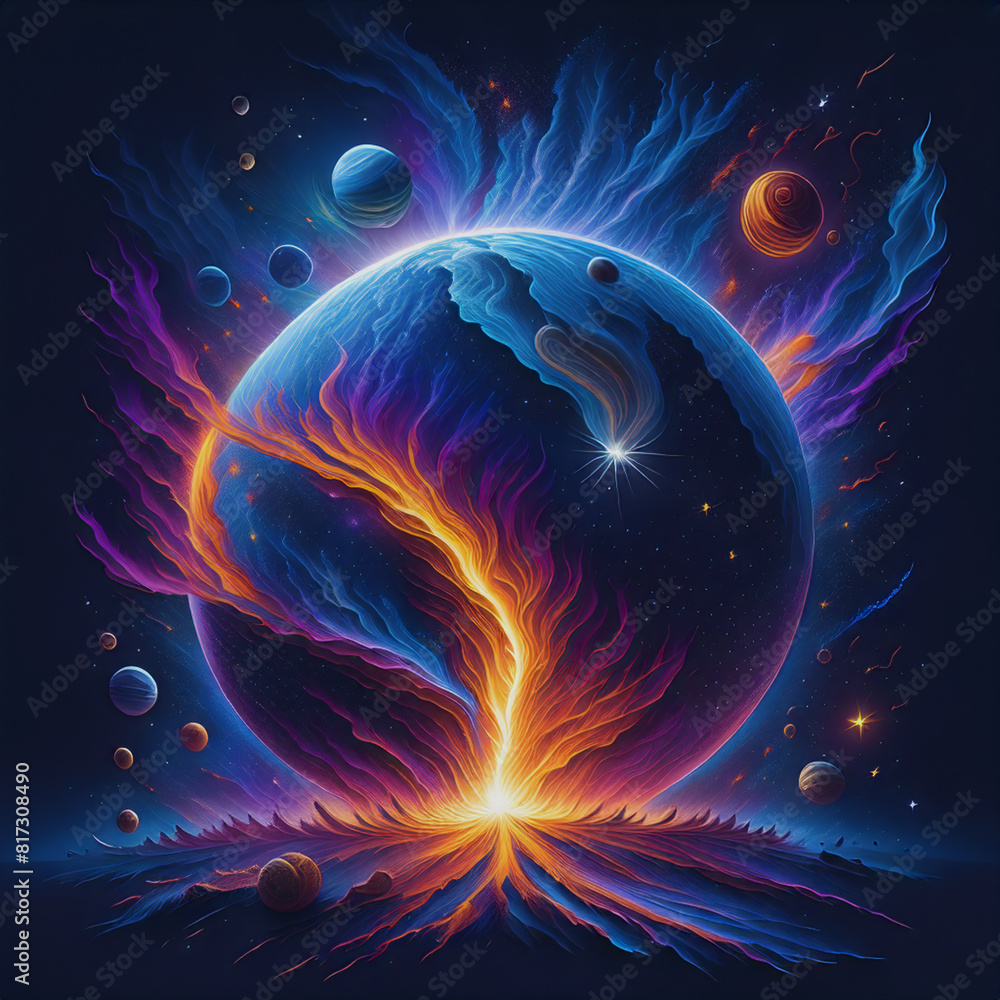 Obraz premium Space, planetary disaster in space, background image