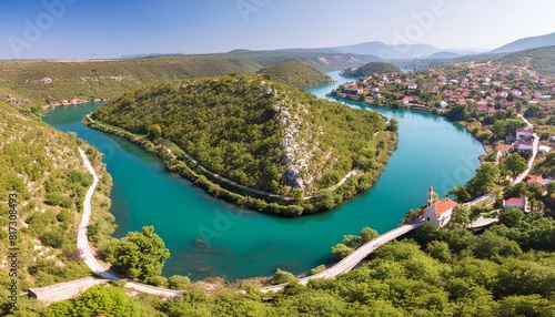 heart shaped bay on river una in bosnia and herzegovina photo
