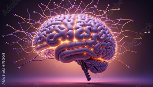 Cyber brain of Artificial Intelligence. Digital brain with neural network.